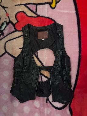 Miss London Black Faux Leather Vest